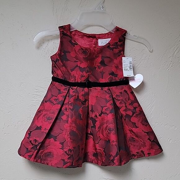 CHILDREN'S PLACE MOMMY & ME CLASSIC RED FLORAL JACQUARD PLEATED DRESS - NEW - Picture 2 of 9
